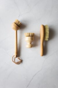 wooden brushes prepared for washing and cleaning for dry brushing
